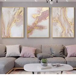 Set Of 3 Beautiful Pink paintings 