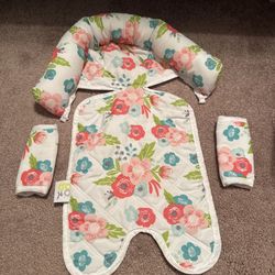Goldbug Floral Car Seat Head Support and Strap Set