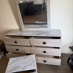 Marble Top Vanity Dresser And Night Stand 