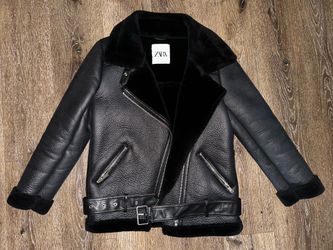 ZARA black leather jacket size small