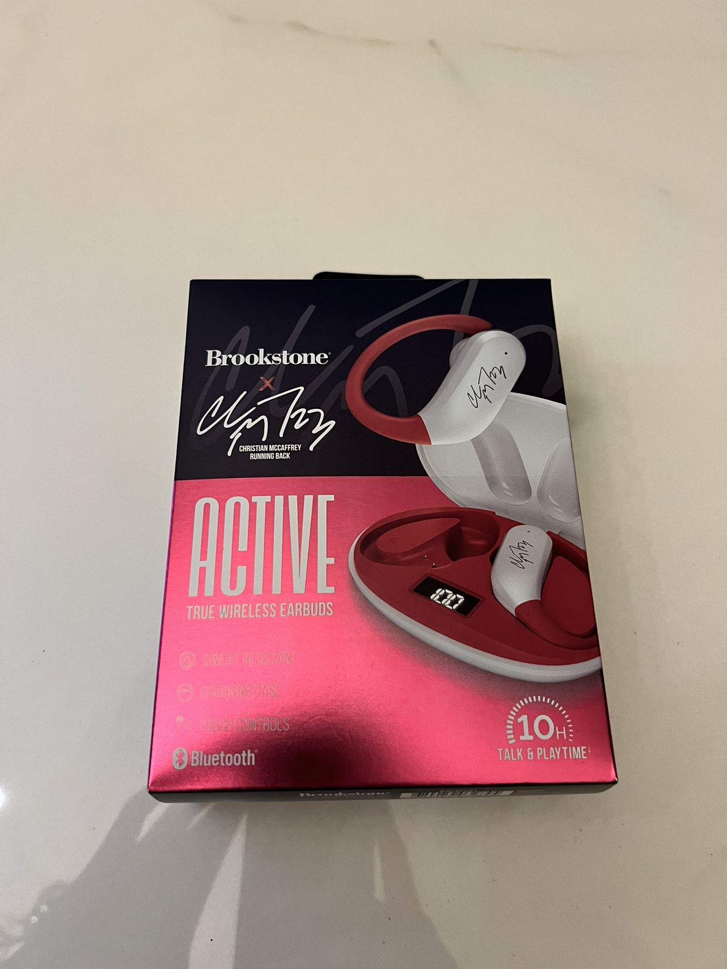 *New and Sealed* Brookstone Active True Wireless Earbuds from the Christian McCaffrey Collection