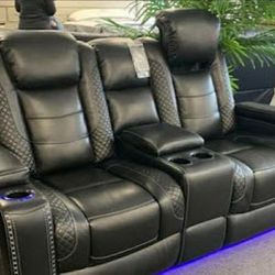 Party Time Midnight Power Reclining Loveseat with Console ASK Bedroom , Dining Room , Sectional,Bunk Bed, Daybed 