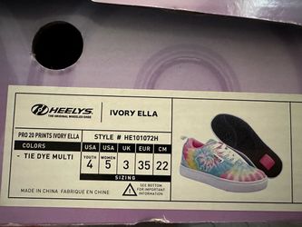 Heelys Pro 20 Ivory Ella Tie Dye Size 4Y