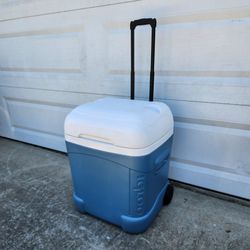 20" Tall x 18.5" Wide x 16" Deep _ Igloo Rolling Cooler, 70 Quart, Blue Camping Drink Beverage Cart