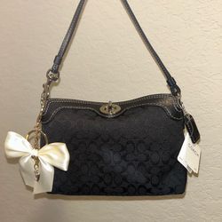 Coach Black Signature Y2K Turnlock Wristlet