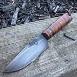 Super Rare Custom Hand Forged S.Hawley Belt Knife With Hand Made Leather Sheath