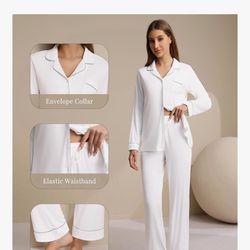 Brand New WiWi Viscose from Bamboo Women's Button Down Pajama Set: Top and Pants Sleepwear PJs - Small $50