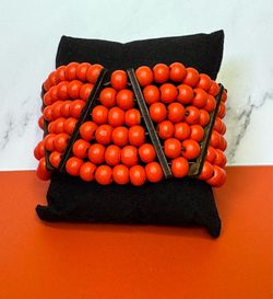 Orange Wooden Beaded Bracelet