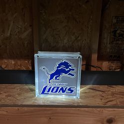 Detroit Lions glass block light
