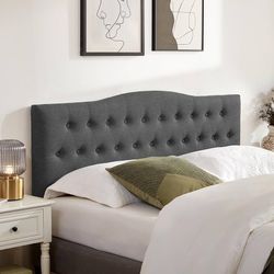 Tufted Upholstered Headboard Queen Size, Sturdy and Durable Solid Wood Bed headboard, Fabric Headboard Adjustable Height from 37” to 51”, Modern Butto