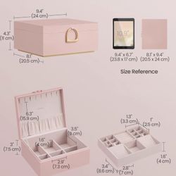 SONGMICS 2-Layer Jewelry Box Organizer w/ Handle - Pink