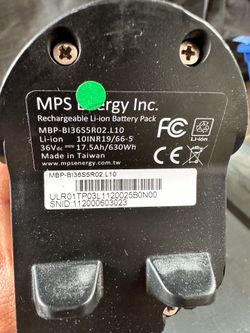 36V E-Bike Battery Pack with Charger – MPS Energy 17.5Ah 630Wh