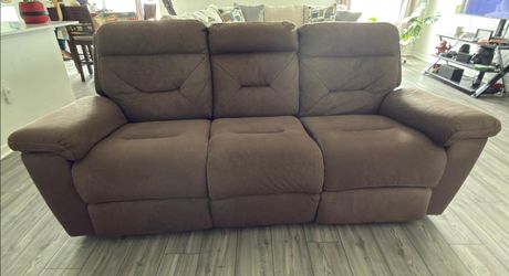 Brown Three Seat Reclining Sofa