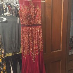 Party Dress /Vestido De Fiesta Small Rojo Quemado