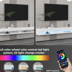 COLOR CHANGING -WHITE FLOATING TV STAND 