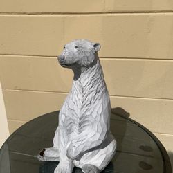 Polar bear garden statue, approximately 2 feet tall hollow small damage on foot, but doesn’t distract garden statue