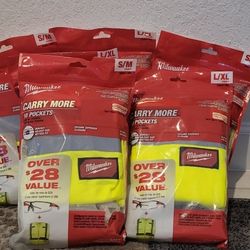 Safety Vest with 10 Pockets and Clear Anti Scratch Safety Glasses