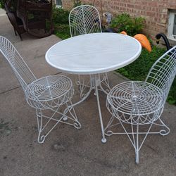 Set Of Four Pieces Wrought Iron Outdoor Patio Bistro Set 