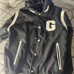 Guess men’s Hoodie leather wool varsity jacket