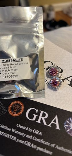 Pink moissanite earring