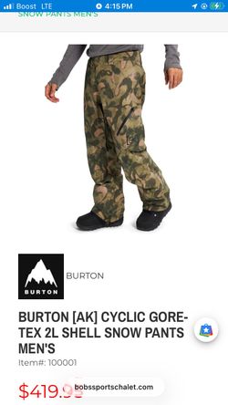 Burton AK Cyclic Gore-Tex Pants Men’s Size Large Snowboard Ski