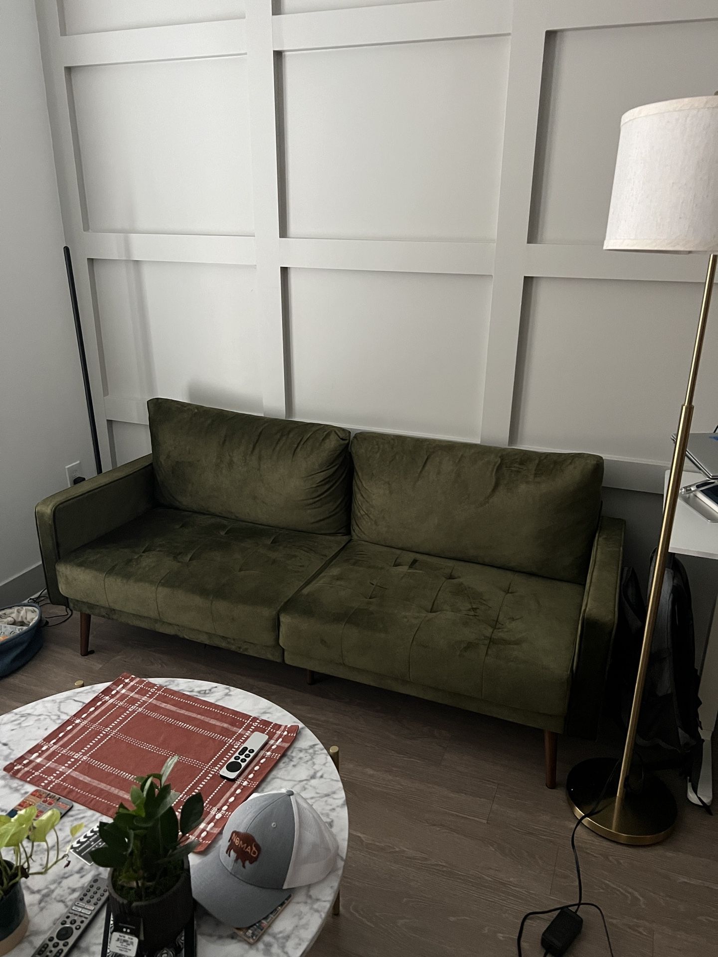 Green Velvet Loveseat 