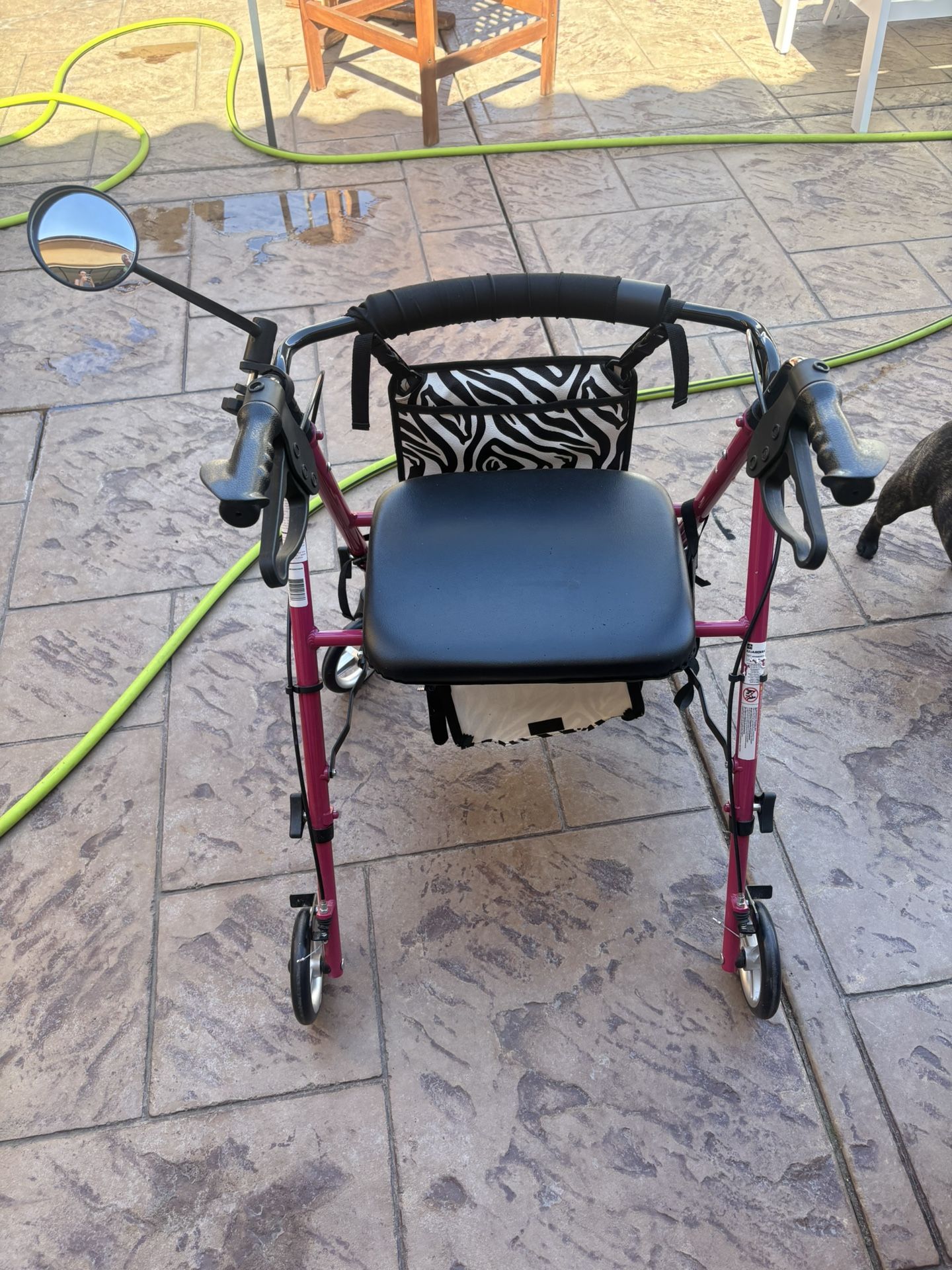 Guardian Rollator Walker – Pink with Zebra Print Bag