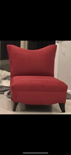 2 oversized red custom suede chairs