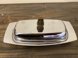 Vintage Kromex Chrome Butter Dish Finial Topped Cover