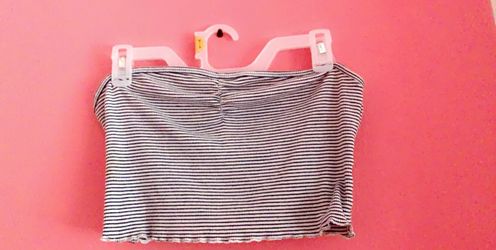 Blue and white tube top