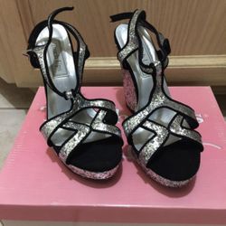 NEW Touch Ups Sasha Silver Heels/ Wedges