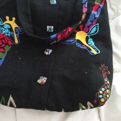 Black Medium  Handmade Giraffe Bag Tote 