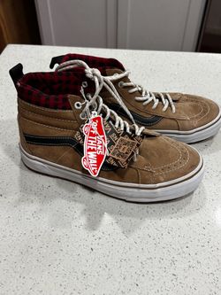 Vans SK8 Hi MTE Plaid Brown Shoes Mens Size 8 W 9.5 Suede boots Scotchgard