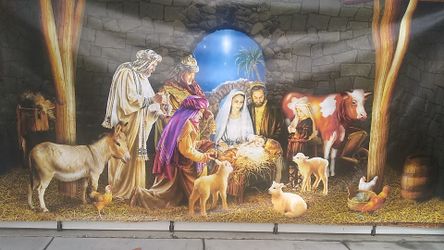 Christmas nativity garage door banner
