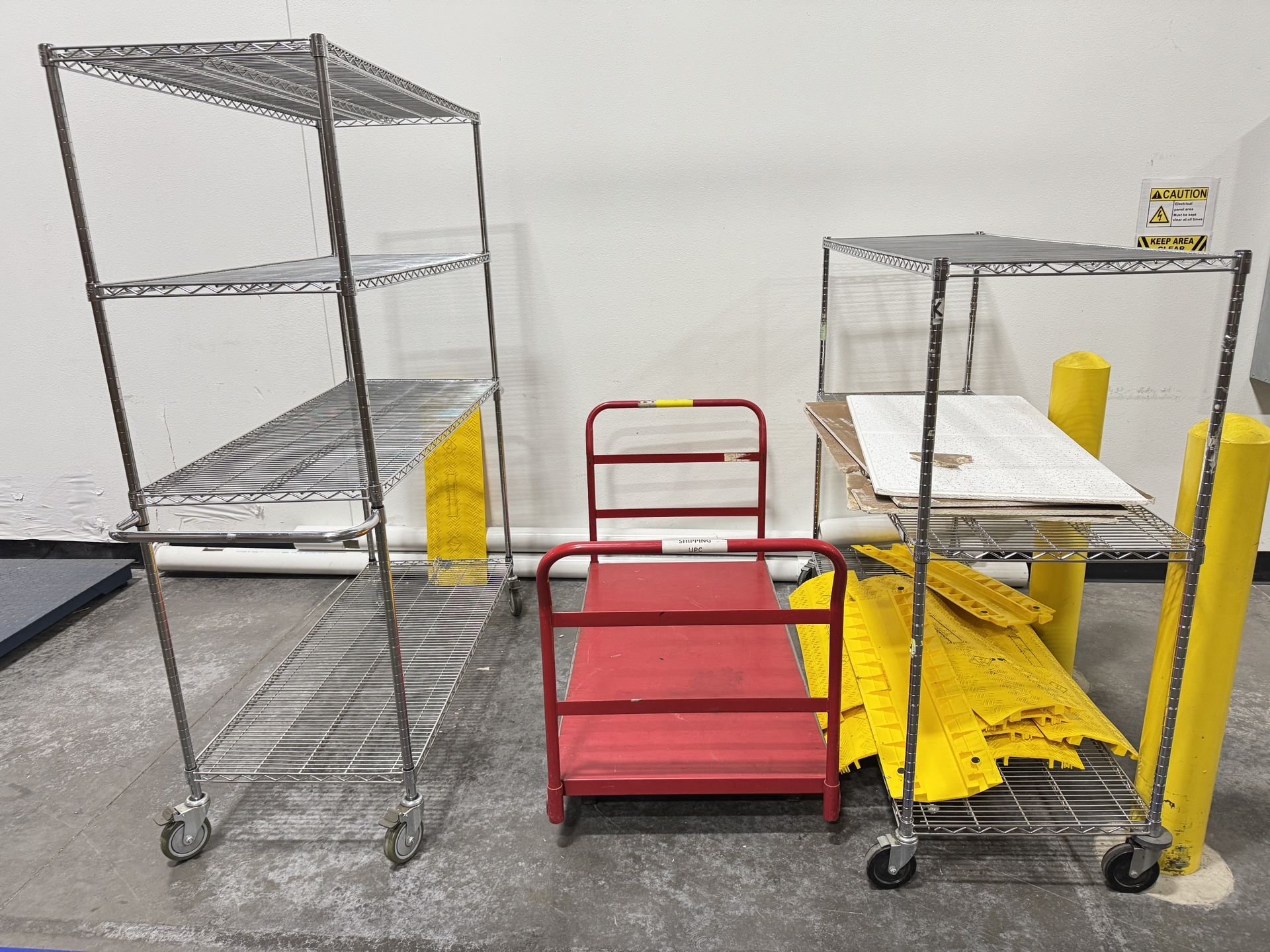 Rolling Chrome Wire Shelving