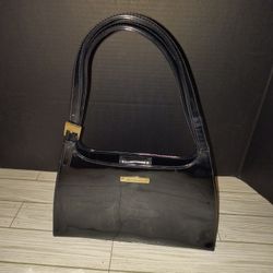 Liz Claiborne Women's Black Gloss Shoulder Handbag Double Handle