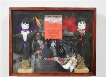Gothic Wedding Skeleton Doll Shadow Box Love Never Dies Halloween Decor Art