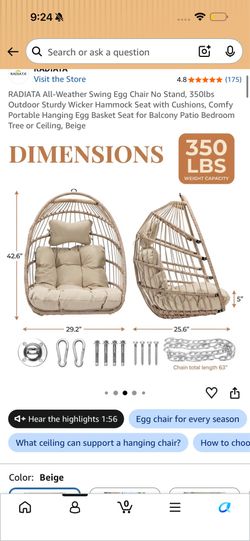 Brand new swinging egg chair