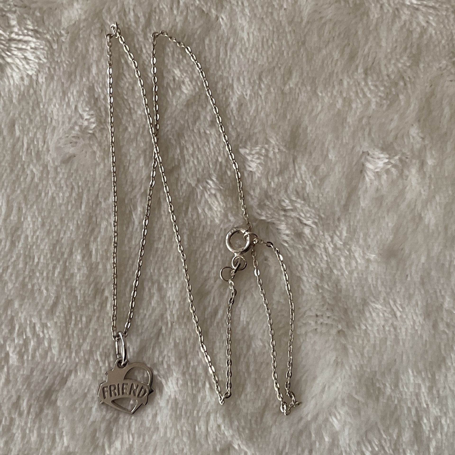 16” Sterling Silver 925 Necklace With Friend Pendant