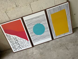Set of 3 Modern Abstract Framed Art Prints