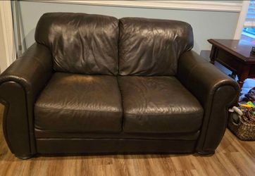 Leather loveseat and chair