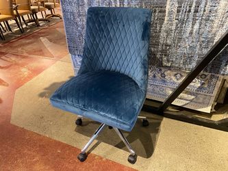 Blue Diamond Velvet Quilted Office Chair