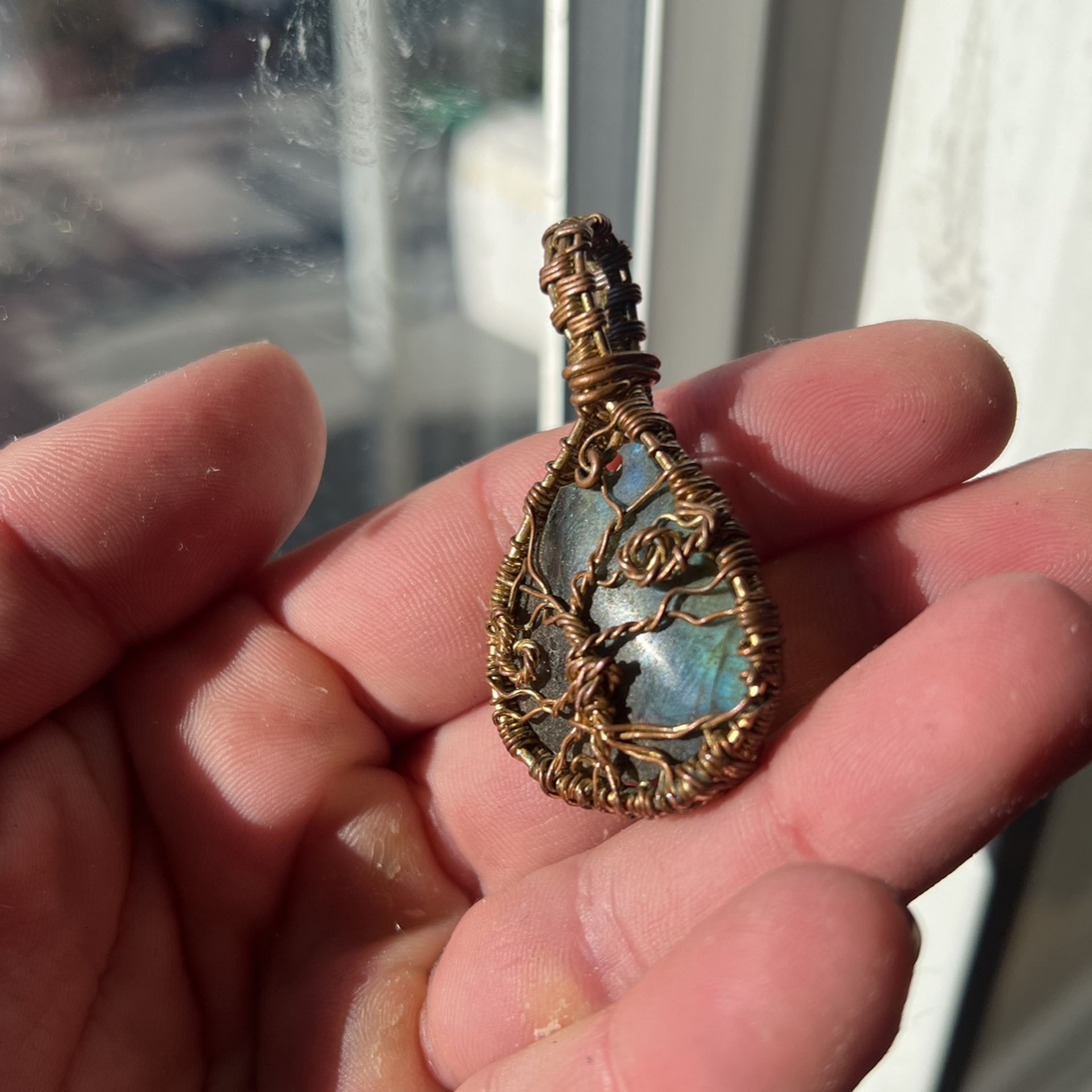 Gold Woven Labradorite Charm