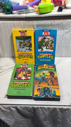 Vintage TMNT Burger King Kids Club Complete 3 VHS Tape Set + Power Rangers