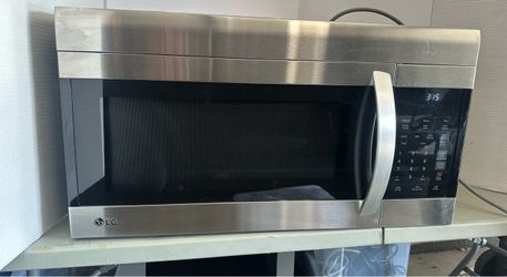 Stainless LG Easy Clean 1.7 cubic feet over the range microwave with sensor cooking