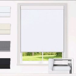 LazBlinds No Drill Blinds Blackout Roller Shades, Cordless 28.5" W x 72" H White