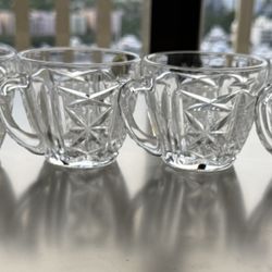 Vintage 1980s Crystal Cups Czechoslovakia 6Pcs