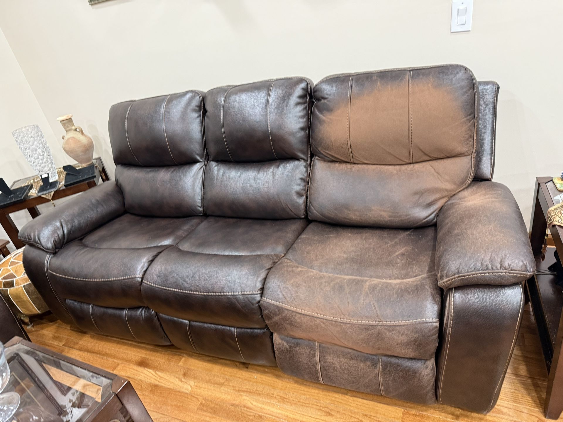 Updated. Power Recliner Leather sofa