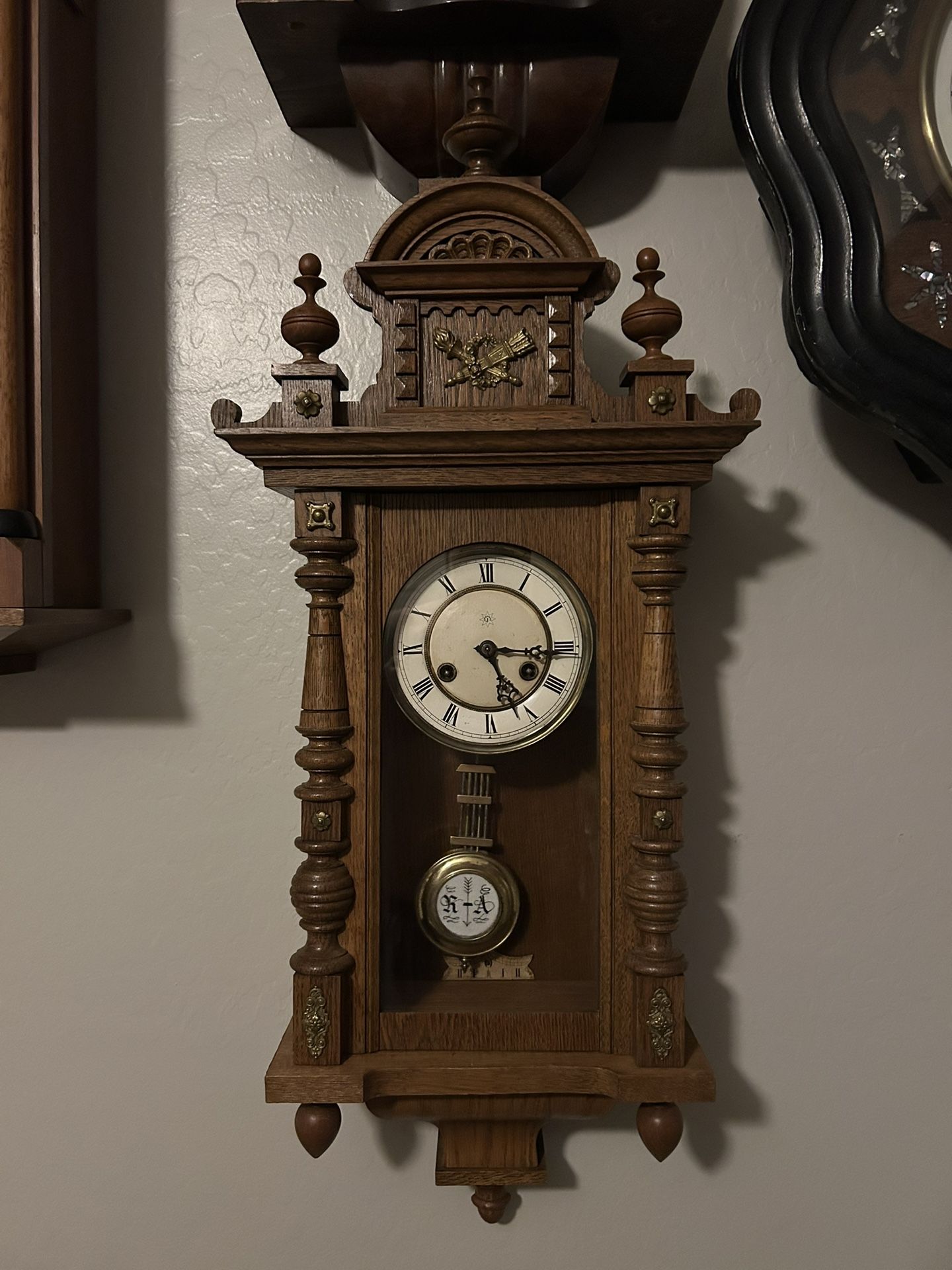 Antique Junghans Time And Strike Wall Clock