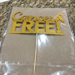Gold Lamme Cancer Free Cake Topper